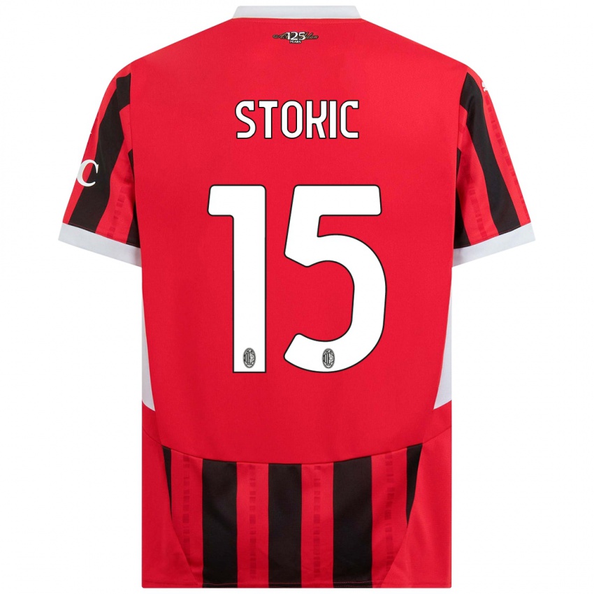 Kinder Sara Stokić #15 Rot Schwarz Heimtrikot Trikot 2024/25 T-Shirt