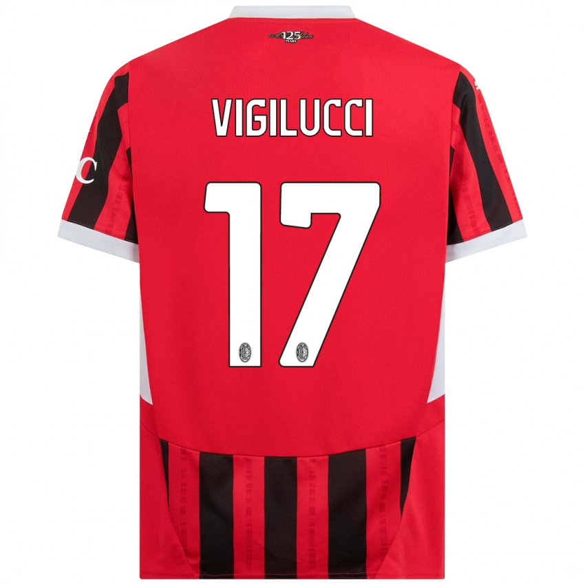 Kinder Valery Vigilucci #17 Rot Schwarz Heimtrikot Trikot 2024/25 T-Shirt