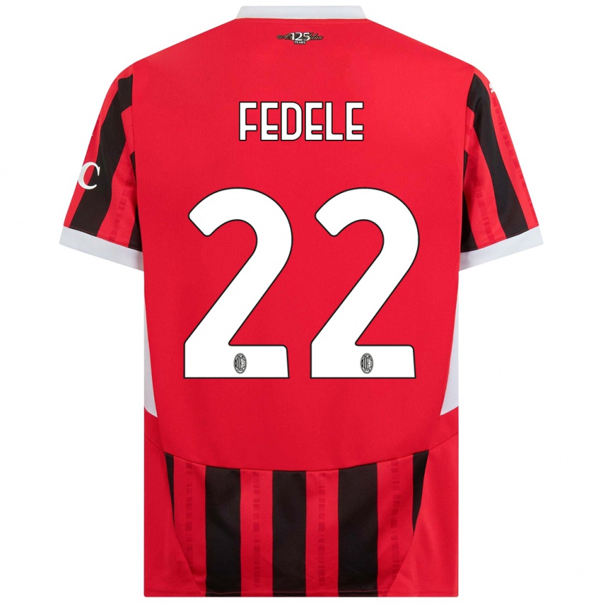 Kinder Noemi Fedele #22 Rot Schwarz Heimtrikot Trikot 2024/25 T-Shirt