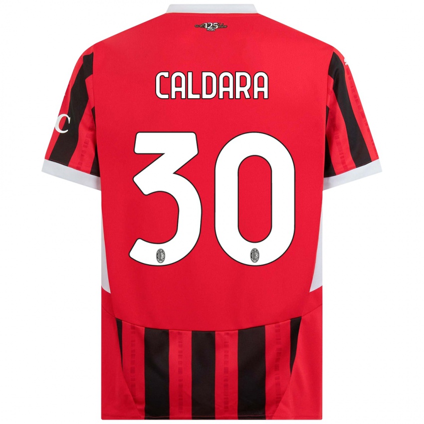 Kinder Mattia Caldara #30 Rot Schwarz Heimtrikot Trikot 2024/25 T-Shirt