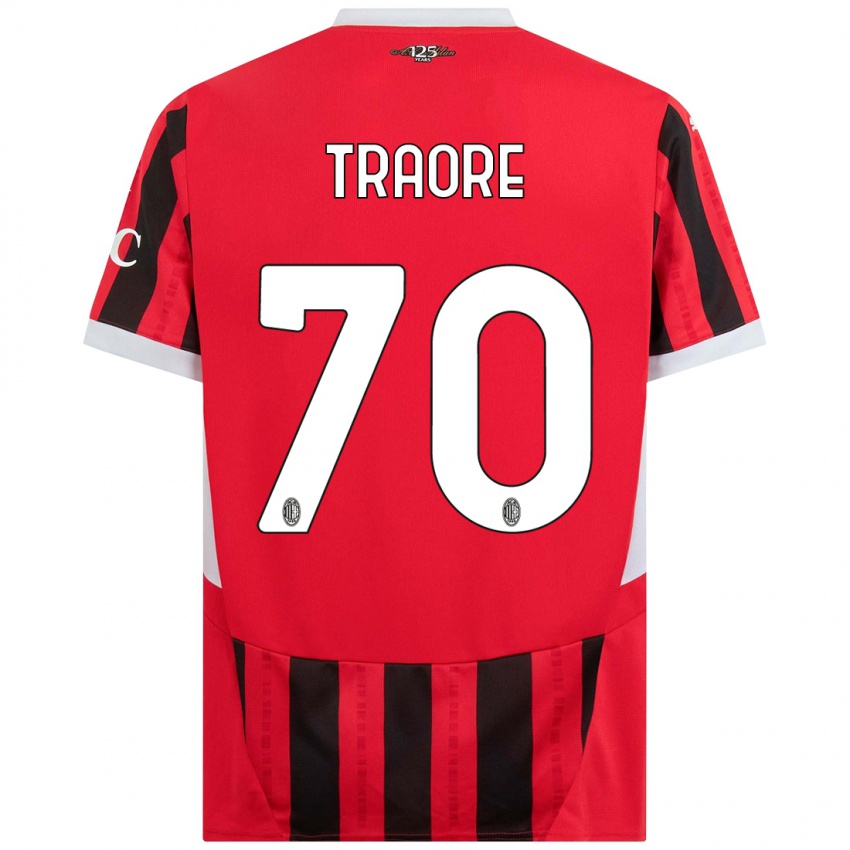 Kinder Chaka Traore #70 Rot Schwarz Heimtrikot Trikot 2024/25 T-Shirt