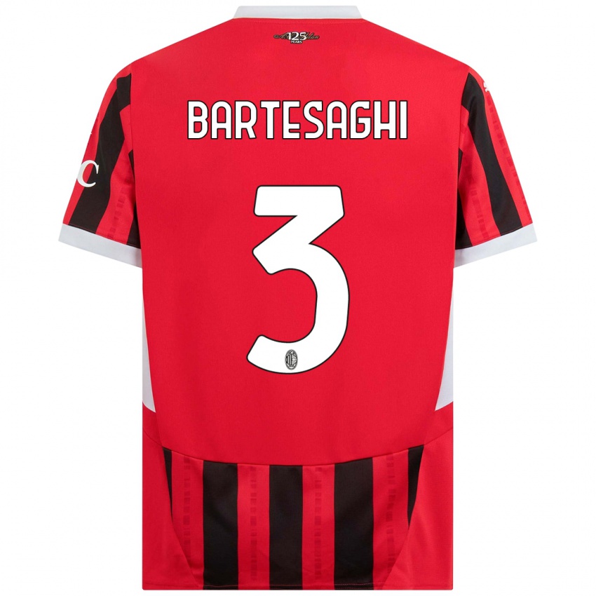 Kinder Davide Bartesaghi #3 Rot Schwarz Heimtrikot Trikot 2024/25 T-Shirt