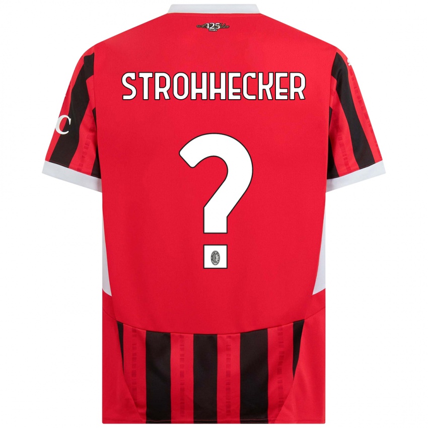 Kinder Riccardo Strohhecker #0 Rot Schwarz Heimtrikot Trikot 2024/25 T-Shirt