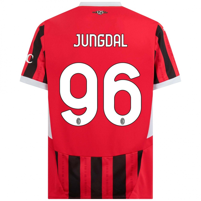 Kinder Andreas Jungdal #96 Rot Schwarz Heimtrikot Trikot 2024/25 T-Shirt