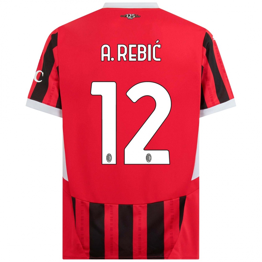 Kinder Ante Rebic #12 Rot Schwarz Heimtrikot Trikot 2024/25 T-Shirt