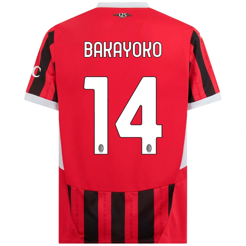 Kinder Tiemoue Bakayoko #14 Rot Schwarz Heimtrikot Trikot 2024/25 T-Shirt