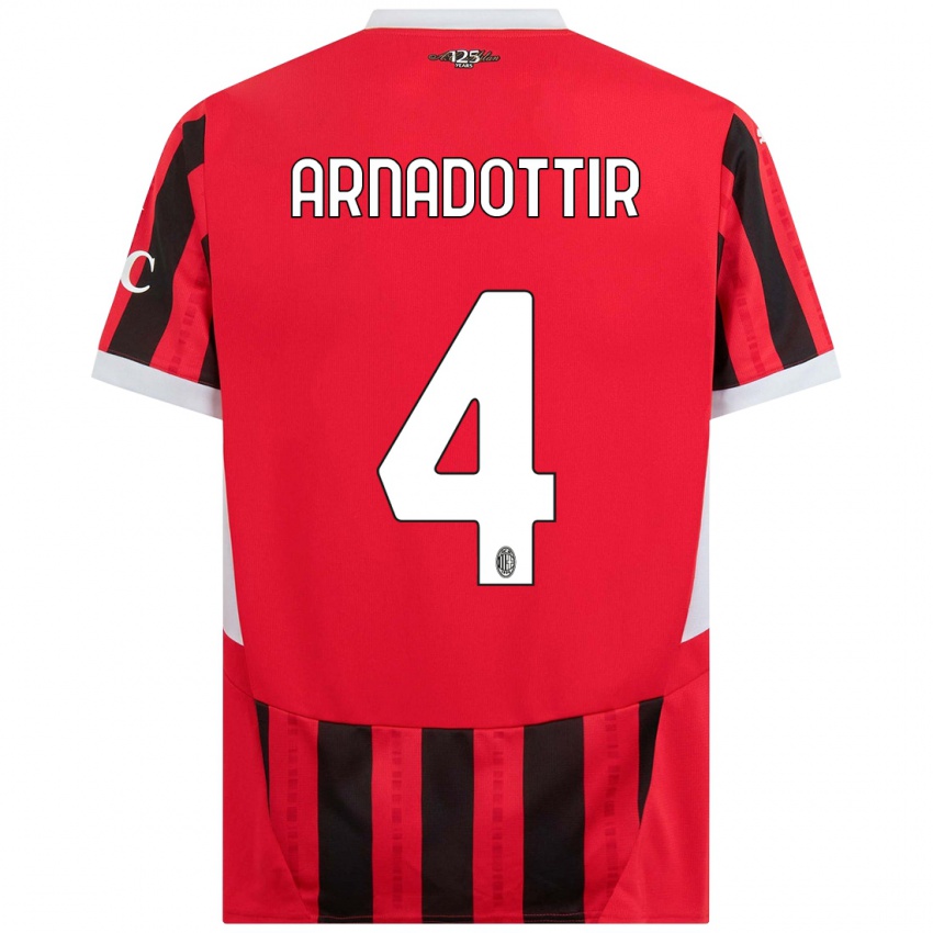 Kinder Guony Arnadottir #4 Rot Schwarz Heimtrikot Trikot 2024/25 T-Shirt