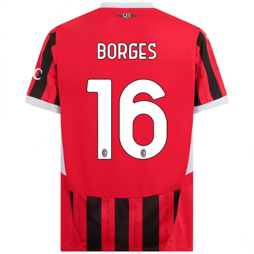 Kinder Lenny Borges #16 Rot Schwarz Heimtrikot Trikot 2024/25 T-Shirt