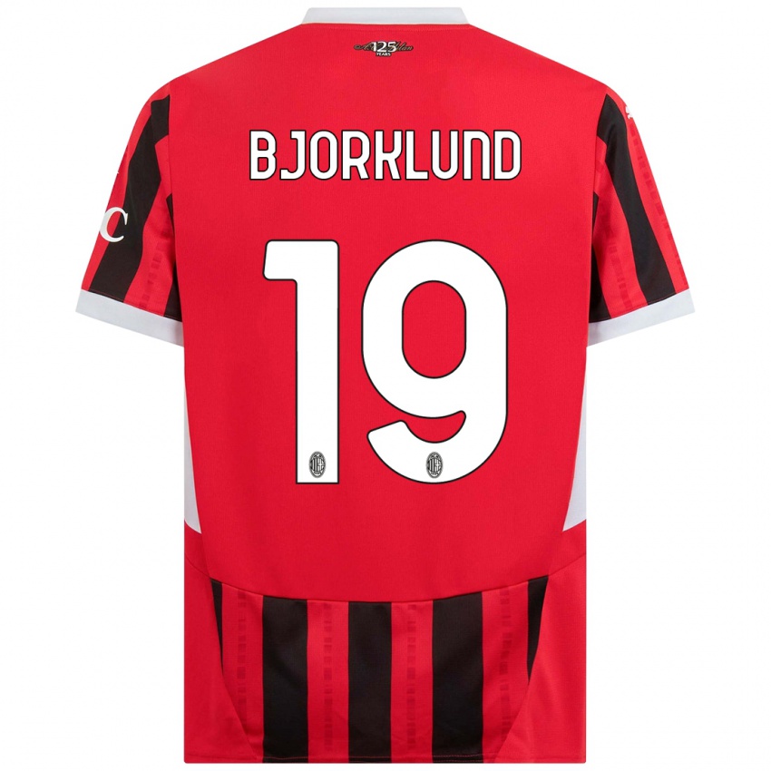 Kinder Lukas Bjorklund #19 Rot Schwarz Heimtrikot Trikot 2024/25 T-Shirt