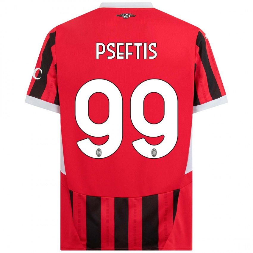 Kinder Fotios Pseftis #99 Rot Schwarz Heimtrikot Trikot 2024/25 T-Shirt