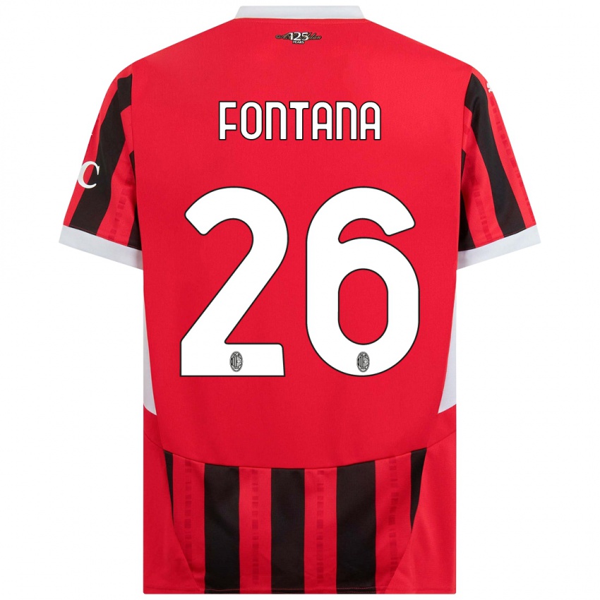 Kinder Francesco Fontana #26 Rot Schwarz Heimtrikot Trikot 2024/25 T-Shirt