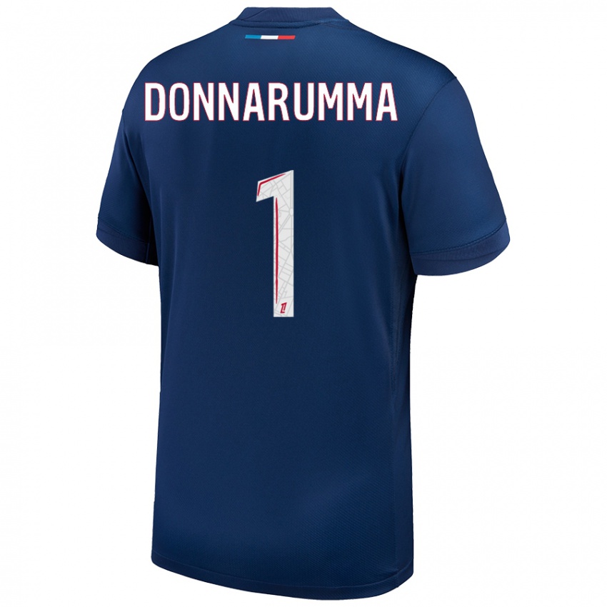 Kinder Gianluigi Donnarumma #1 Marineblau Weiß Heimtrikot Trikot 2024/25 T-Shirt