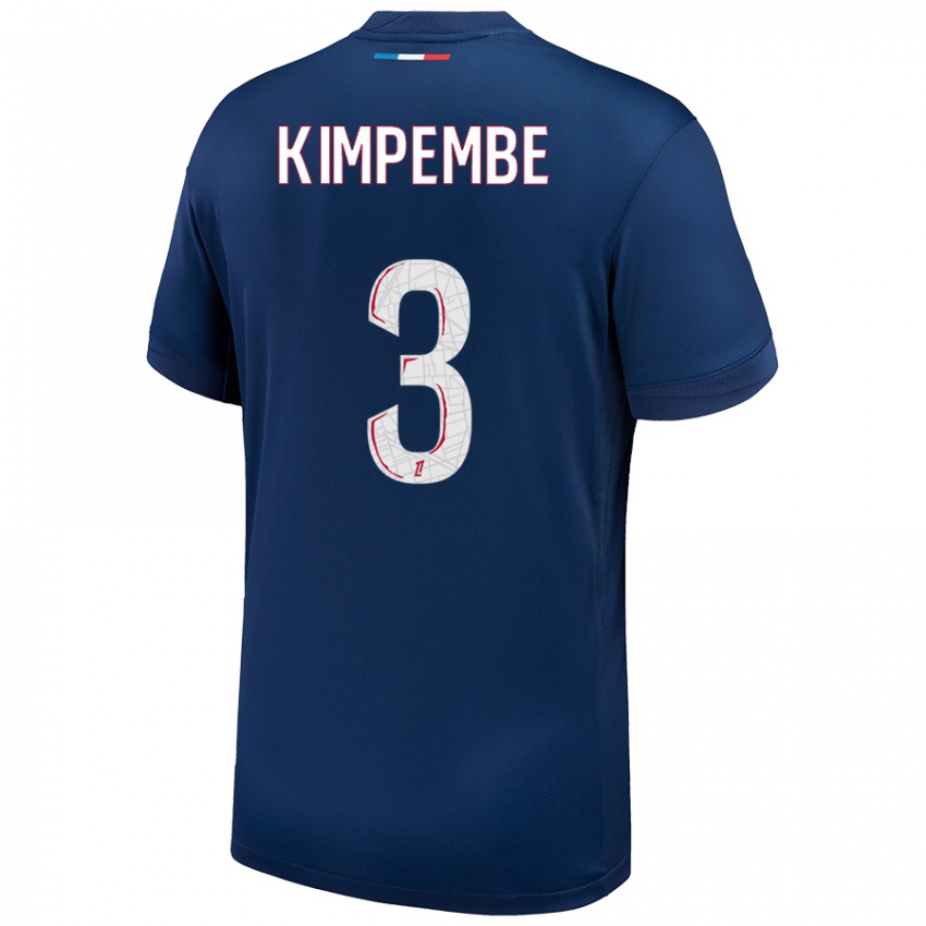 Kinder Presnel Kimpembe #3 Marineblau Weiß Heimtrikot Trikot 2024/25 T-Shirt