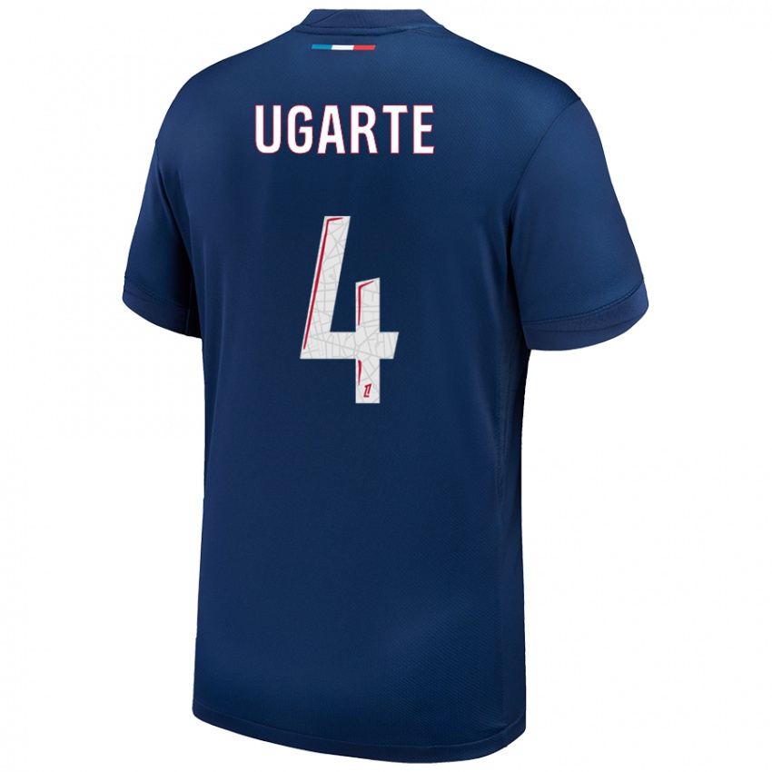 Kinder Manuel Ugarte #4 Marineblau Weiß Heimtrikot Trikot 2024/25 T-Shirt