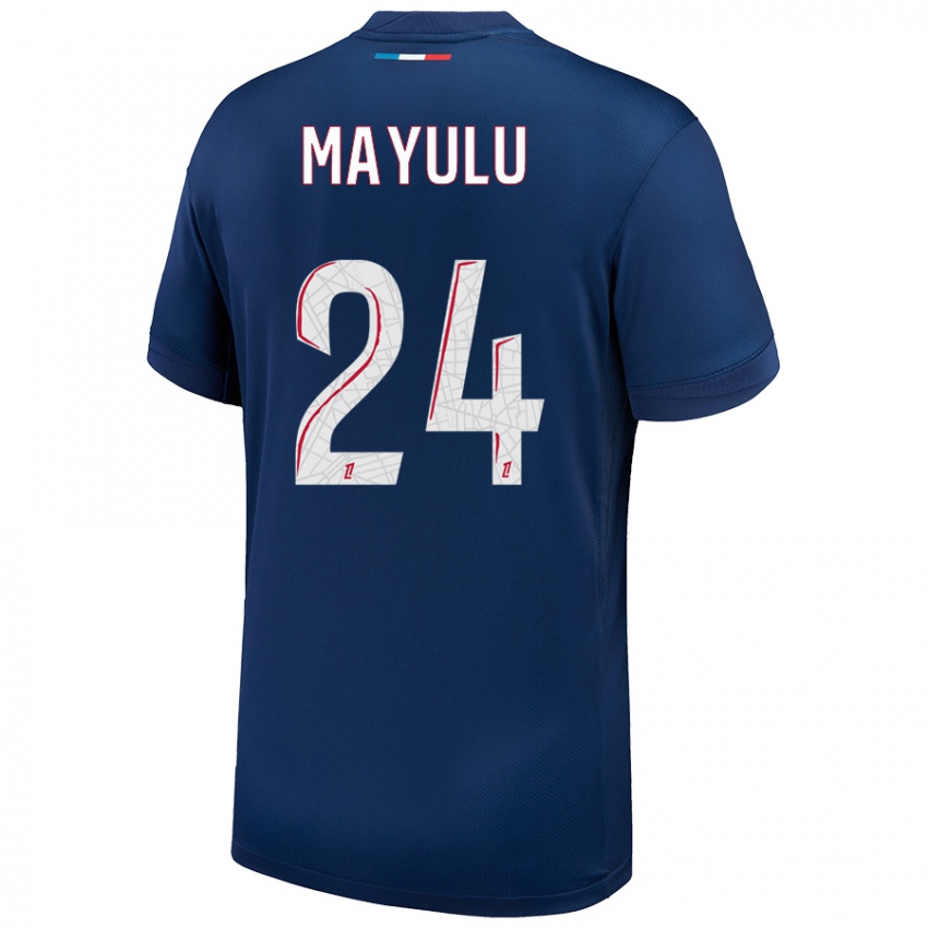 Kinder Senny Mayulu #24 Marineblau Weiß Heimtrikot Trikot 2024/25 T-Shirt