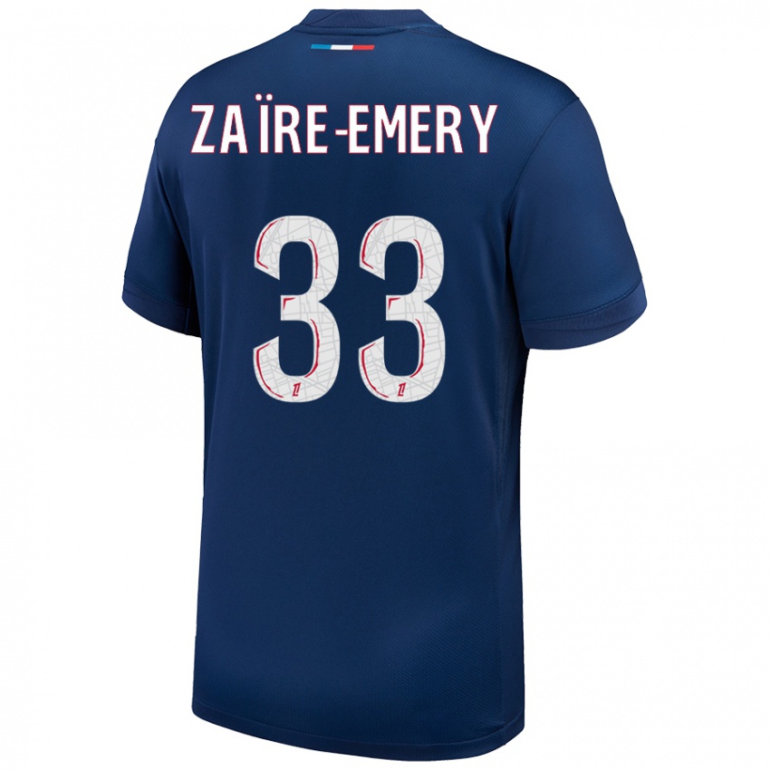 Kinder Warren Zaire Emery #33 Marineblau Weiß Heimtrikot Trikot 2024/25 T-Shirt