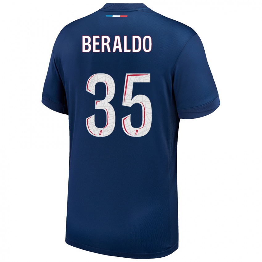 Kinder Lucas Beraldo #35 Marineblau Weiß Heimtrikot Trikot 2024/25 T-Shirt