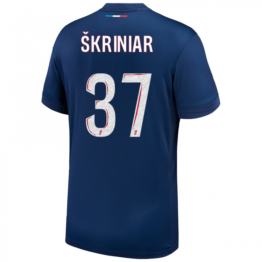 Kinder Milan Skriniar #37 Marineblau Weiß Heimtrikot Trikot 2024/25 T-Shirt