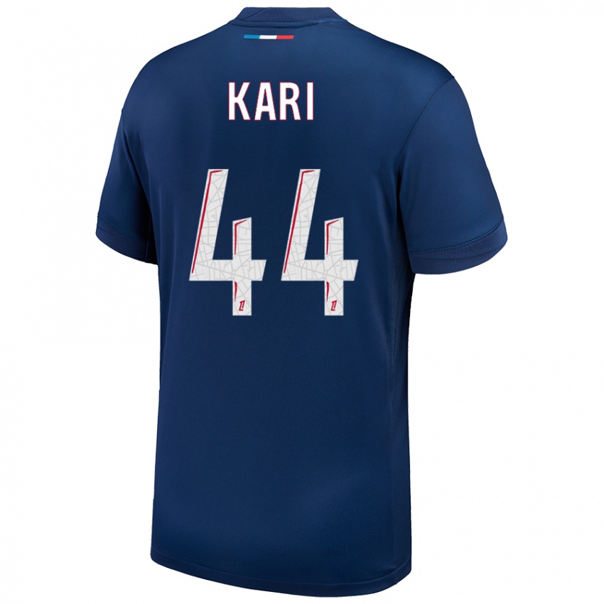 Kinder Ayman Kari #44 Marineblau Weiß Heimtrikot Trikot 2024/25 T-Shirt