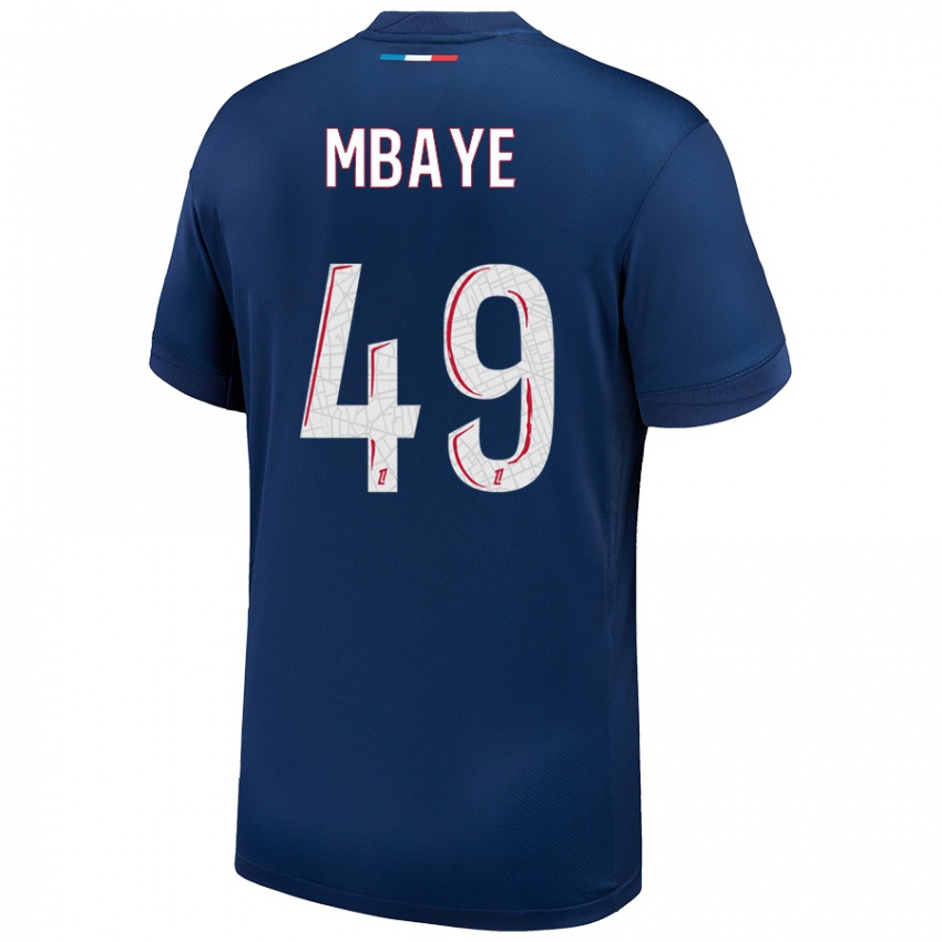 Kinder Ibrahim Mbaye #49 Marineblau Weiß Heimtrikot Trikot 2024/25 T-Shirt