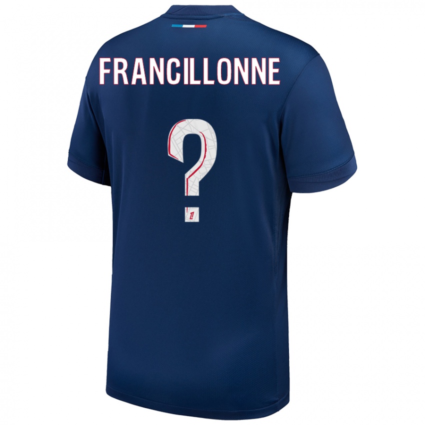 Kinder Bryan Francillonne #0 Marineblau Weiß Heimtrikot Trikot 2024/25 T-Shirt