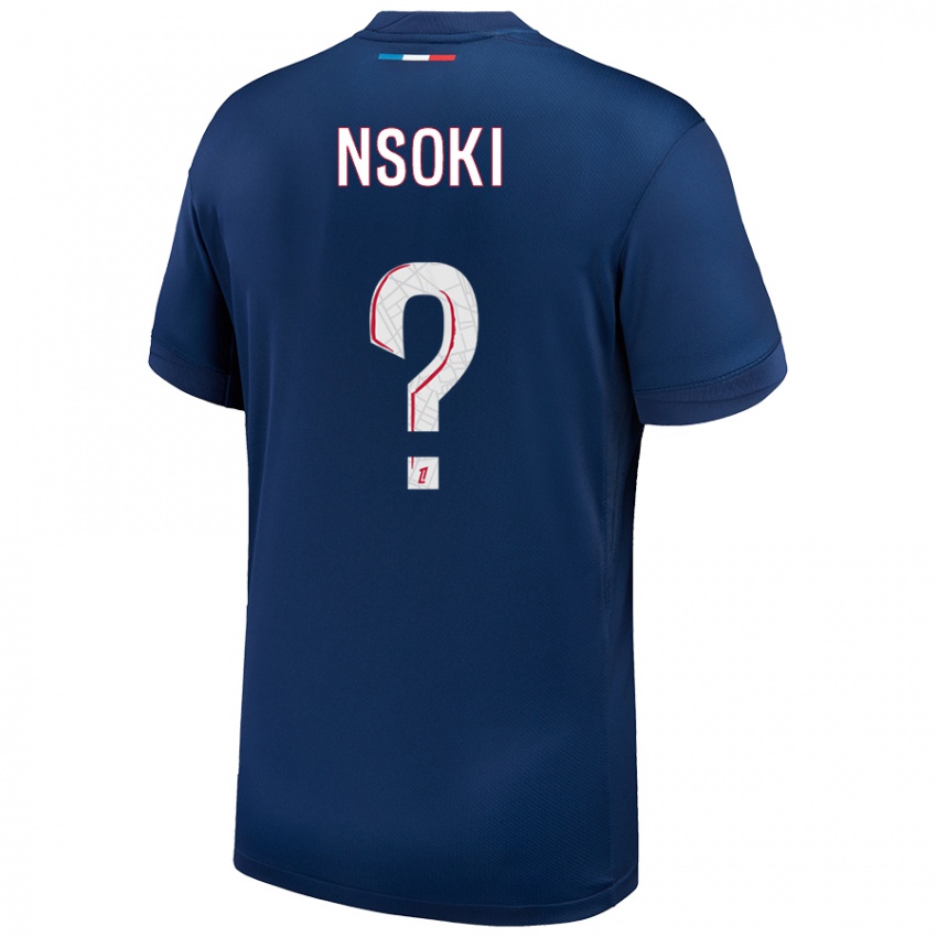 Kinder Noah Nsoki #0 Marineblau Weiß Heimtrikot Trikot 2024/25 T-Shirt