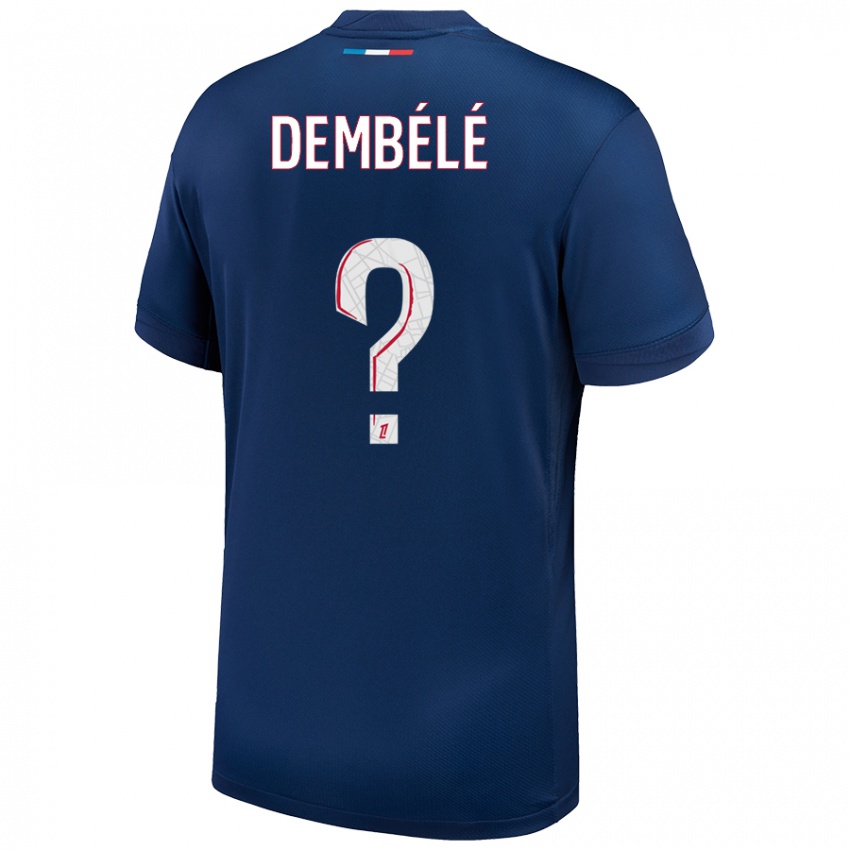 Kinder Omar Dembélé #0 Marineblau Weiß Heimtrikot Trikot 2024/25 T-Shirt