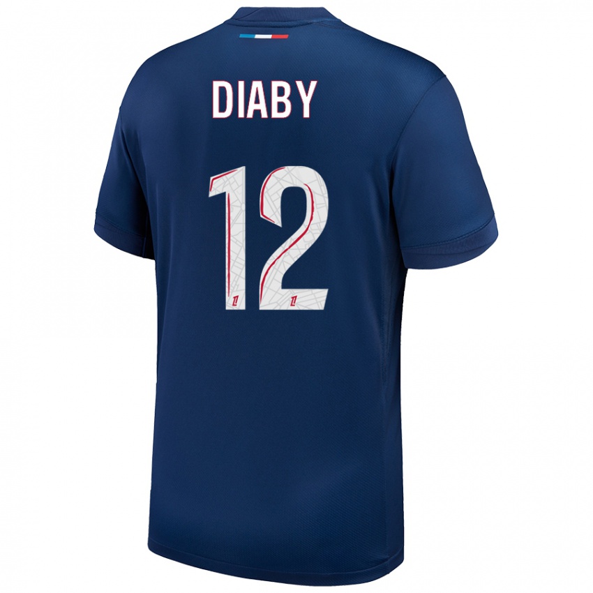 Kinder Ibrahima Diaby #12 Marineblau Weiß Heimtrikot Trikot 2024/25 T-Shirt