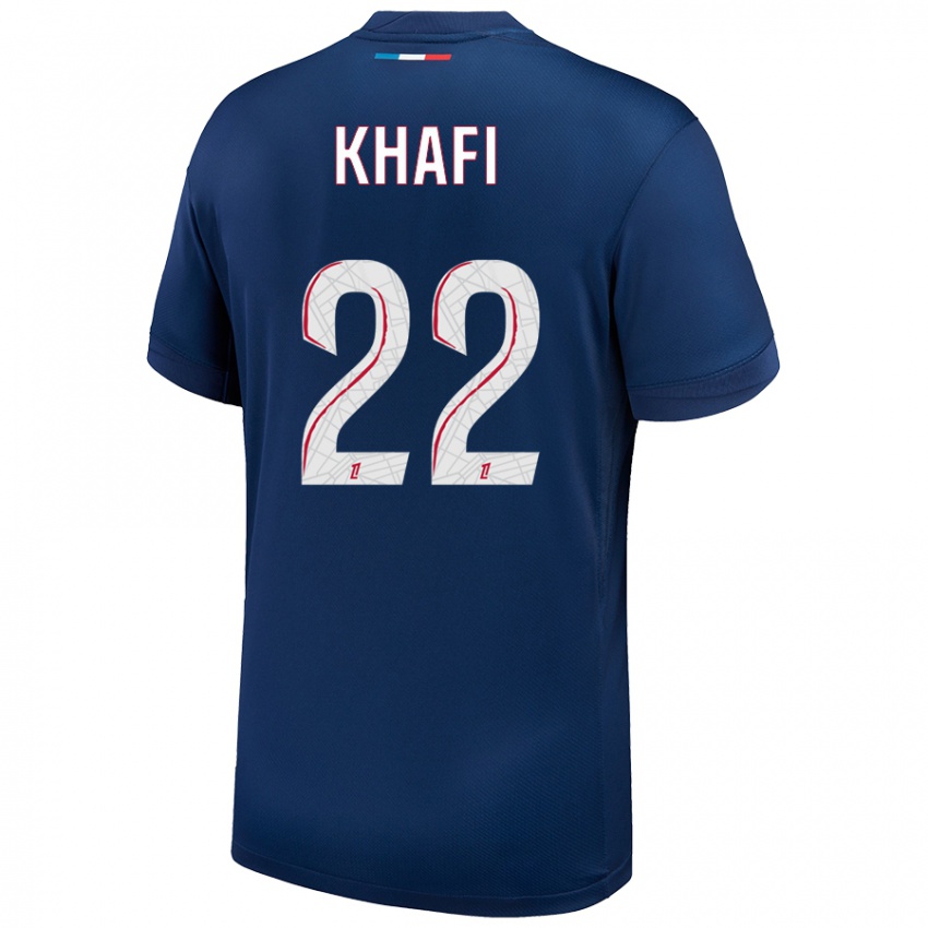 Kinder Yanis Khafi #22 Marineblau Weiß Heimtrikot Trikot 2024/25 T-Shirt