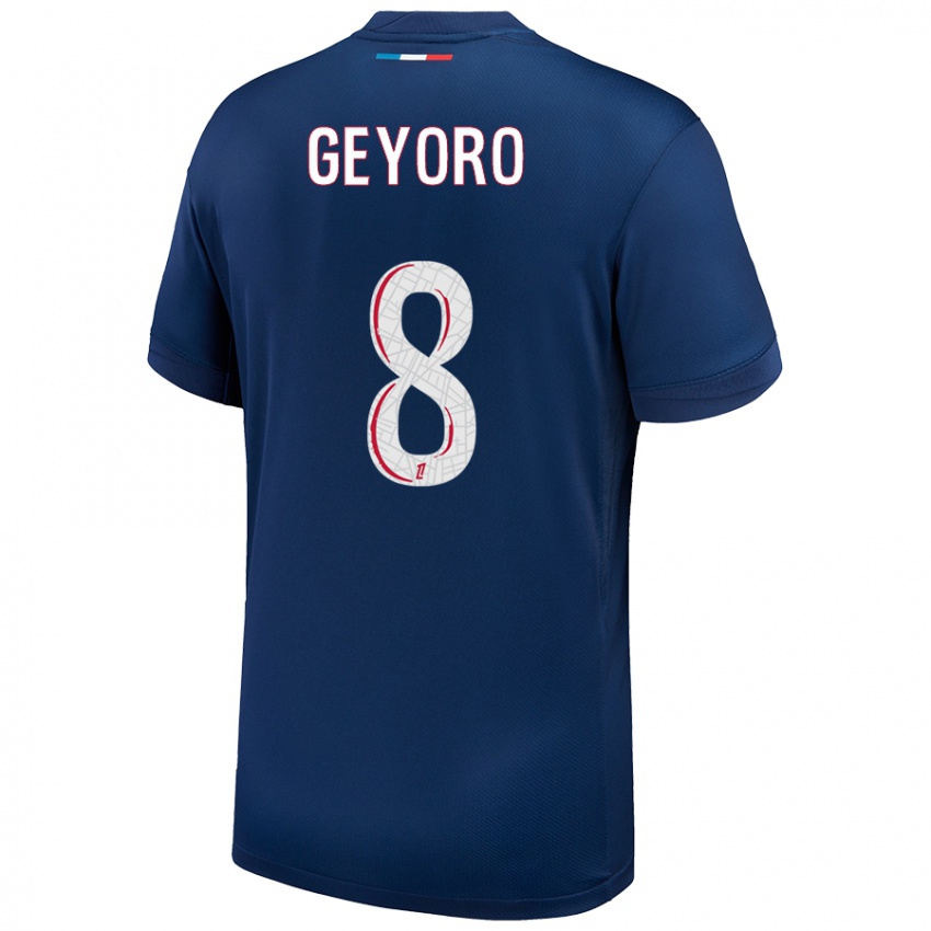 Kinder Grace Geyoro #8 Marineblau Weiß Heimtrikot Trikot 2024/25 T-Shirt