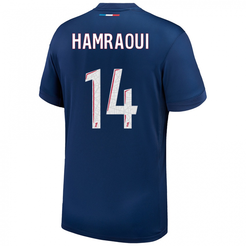 Kinder Kheira Hamraoui #14 Marineblau Weiß Heimtrikot Trikot 2024/25 T-Shirt