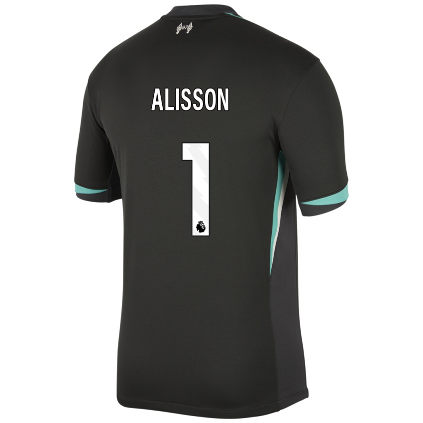 Kinder Alisson #1 Schwarz Anthrazitweiß Auswärtstrikot Trikot 2024/25 T-Shirt