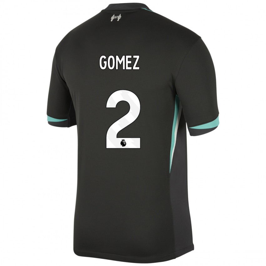 Kinder Joe Gomez #2 Schwarz Anthrazitweiß Auswärtstrikot Trikot 2024/25 T-Shirt