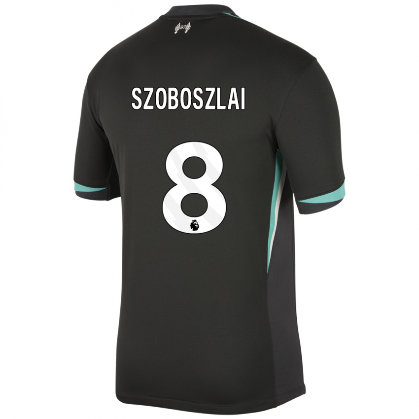 Kinder Dominik Szoboszlai #8 Schwarz Anthrazitweiß Auswärtstrikot Trikot 2024/25 T-Shirt