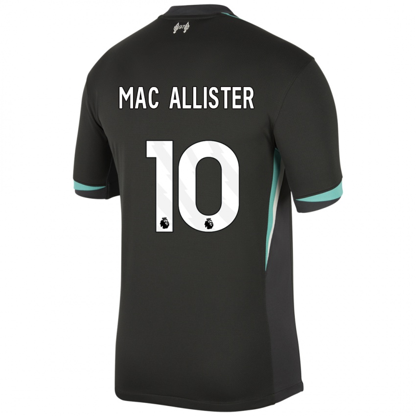 Kinder Alexis Mac Allister #10 Schwarz Anthrazitweiß Auswärtstrikot Trikot 2024/25 T-Shirt