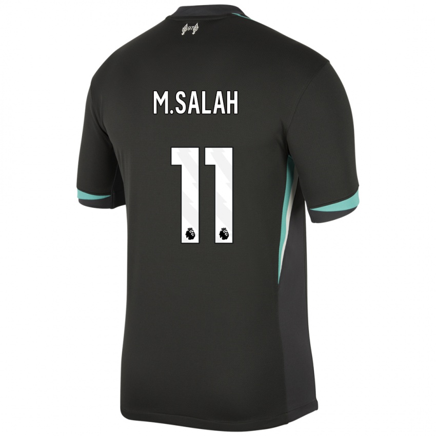 Kinder Mohamed Salah #11 Schwarz Anthrazitweiß Auswärtstrikot Trikot 2024/25 T-Shirt