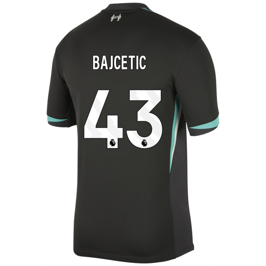 Kinder Stefan Bajcetic #43 Schwarz Anthrazitweiß Auswärtstrikot Trikot 2024/25 T-Shirt