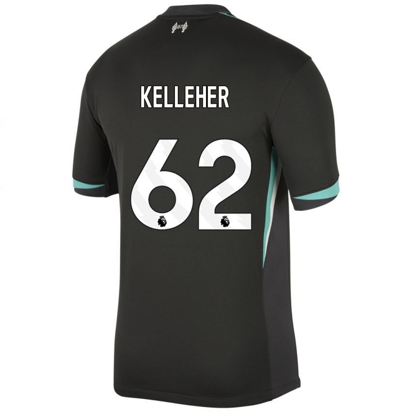 Kinder Caoimhin Kelleher #62 Schwarz Anthrazitweiß Auswärtstrikot Trikot 2024/25 T-Shirt