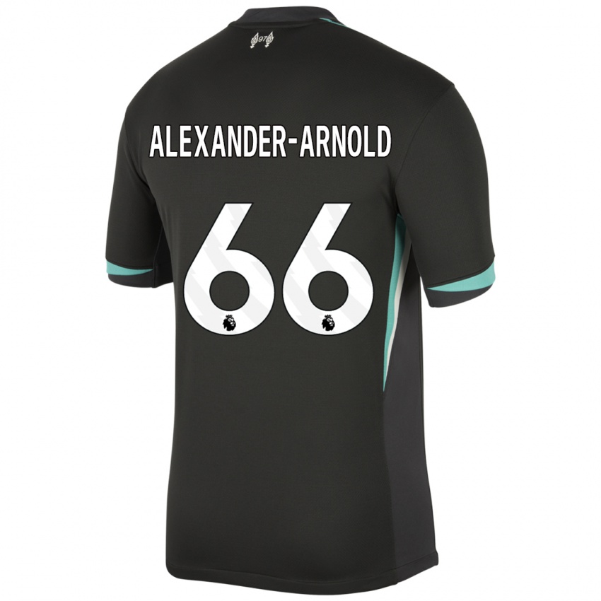 Kinder Trent Alexander-Arnold #66 Schwarz Anthrazitweiß Auswärtstrikot Trikot 2024/25 T-Shirt