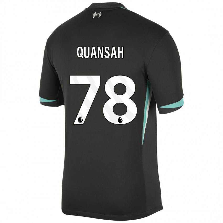 Kinder Jarell Quansah #78 Schwarz Anthrazitweiß Auswärtstrikot Trikot 2024/25 T-Shirt