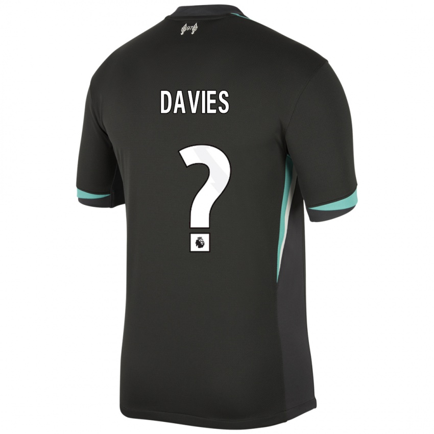 Kinder Harvey Davies #0 Schwarz Anthrazitweiß Auswärtstrikot Trikot 2024/25 T-Shirt