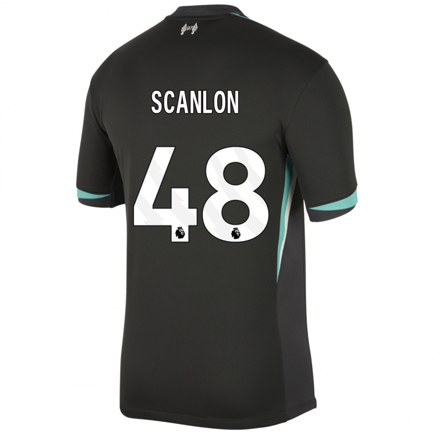 Kinder Calum Scanlon #48 Schwarz Anthrazitweiß Auswärtstrikot Trikot 2024/25 T-Shirt