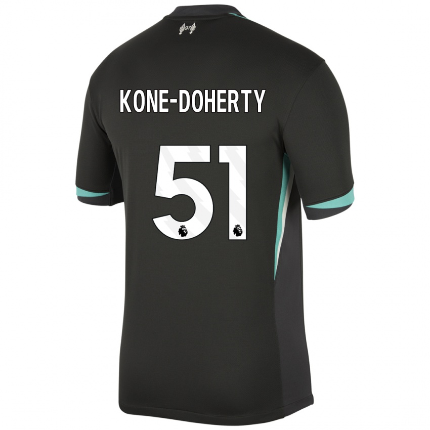 Kinder Trent Kone-Doherty #51 Schwarz Anthrazitweiß Auswärtstrikot Trikot 2024/25 T-Shirt