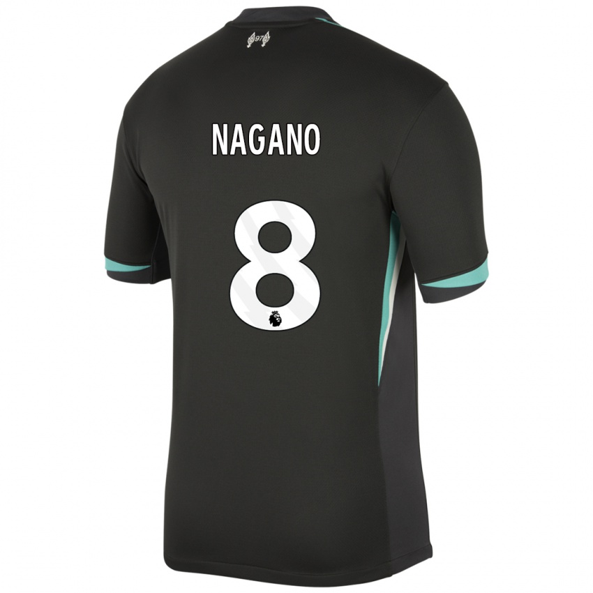 Kinder Fūka Nagano #8 Schwarz Anthrazitweiß Auswärtstrikot Trikot 2024/25 T-Shirt