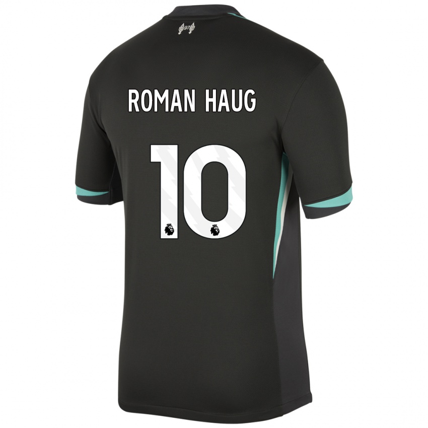 Kinder Sophie Román Haug #10 Schwarz Anthrazitweiß Auswärtstrikot Trikot 2024/25 T-Shirt