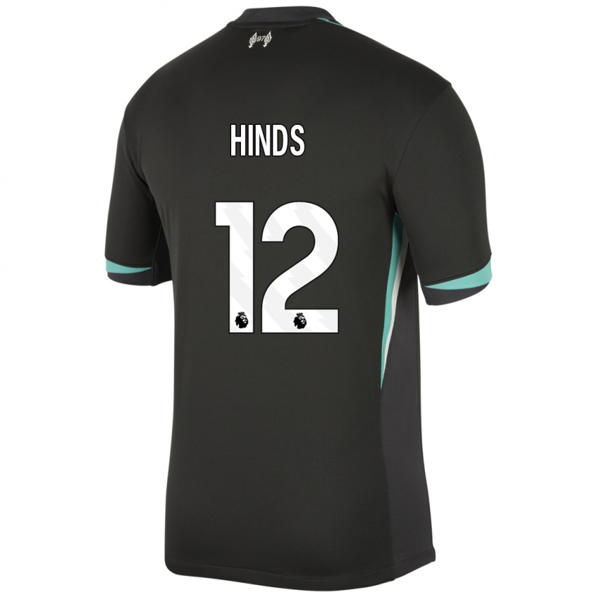 Kinder Taylor Hinds #12 Schwarz Anthrazitweiß Auswärtstrikot Trikot 2024/25 T-Shirt