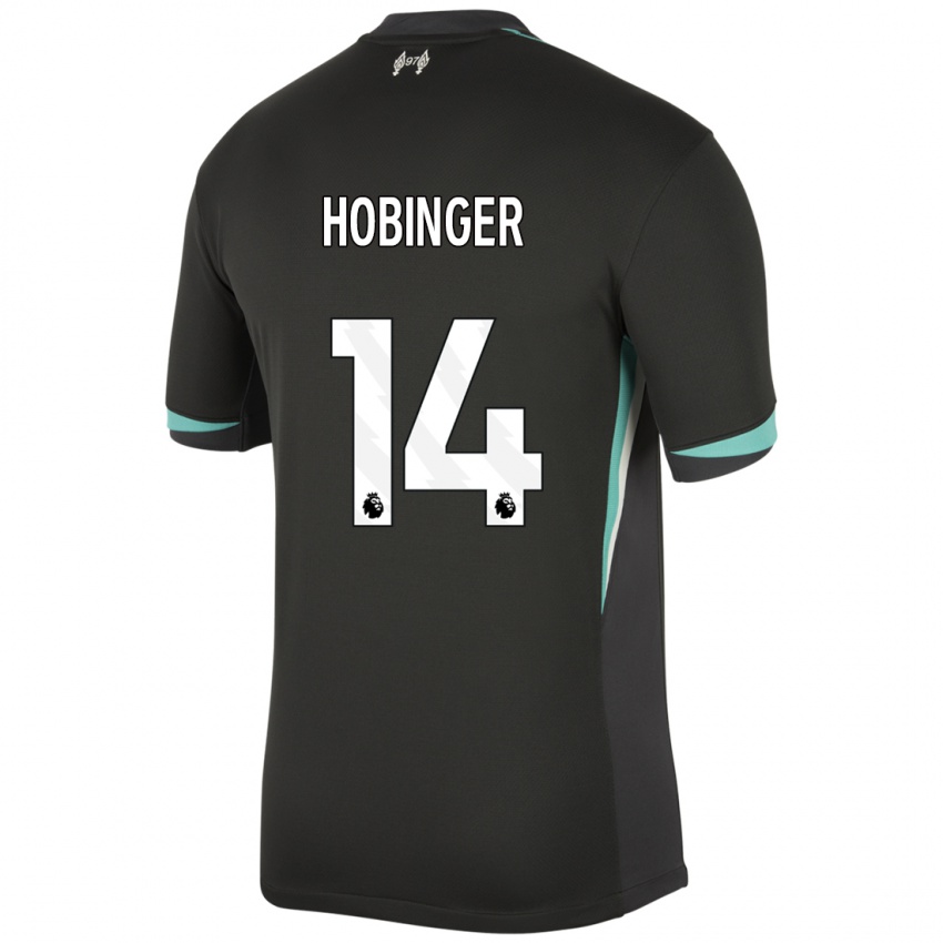 Kinder Marie Höbinger #14 Schwarz Anthrazitweiß Auswärtstrikot Trikot 2024/25 T-Shirt