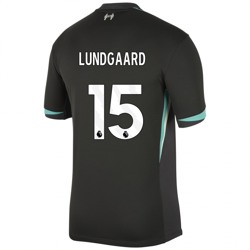 Kinder Sofie Lundgaard #15 Schwarz Anthrazitweiß Auswärtstrikot Trikot 2024/25 T-Shirt