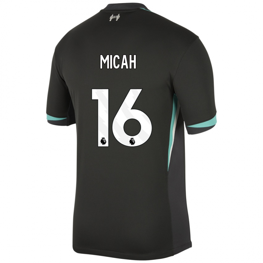 Kinder Teagan Micah #16 Schwarz Anthrazitweiß Auswärtstrikot Trikot 2024/25 T-Shirt