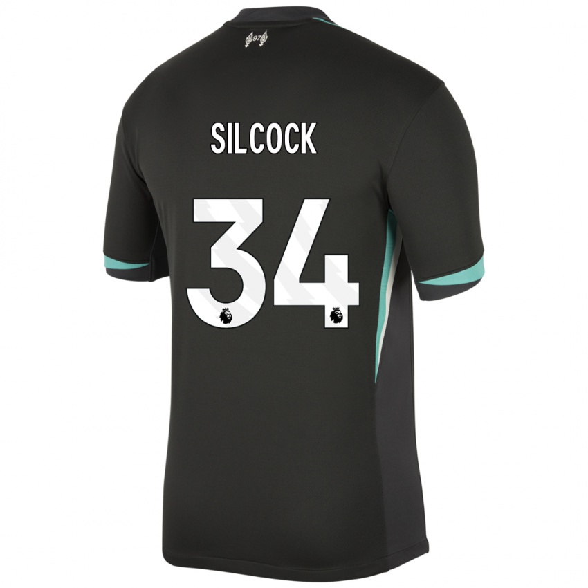 Kinder Hannah Silcock #34 Schwarz Anthrazitweiß Auswärtstrikot Trikot 2024/25 T-Shirt